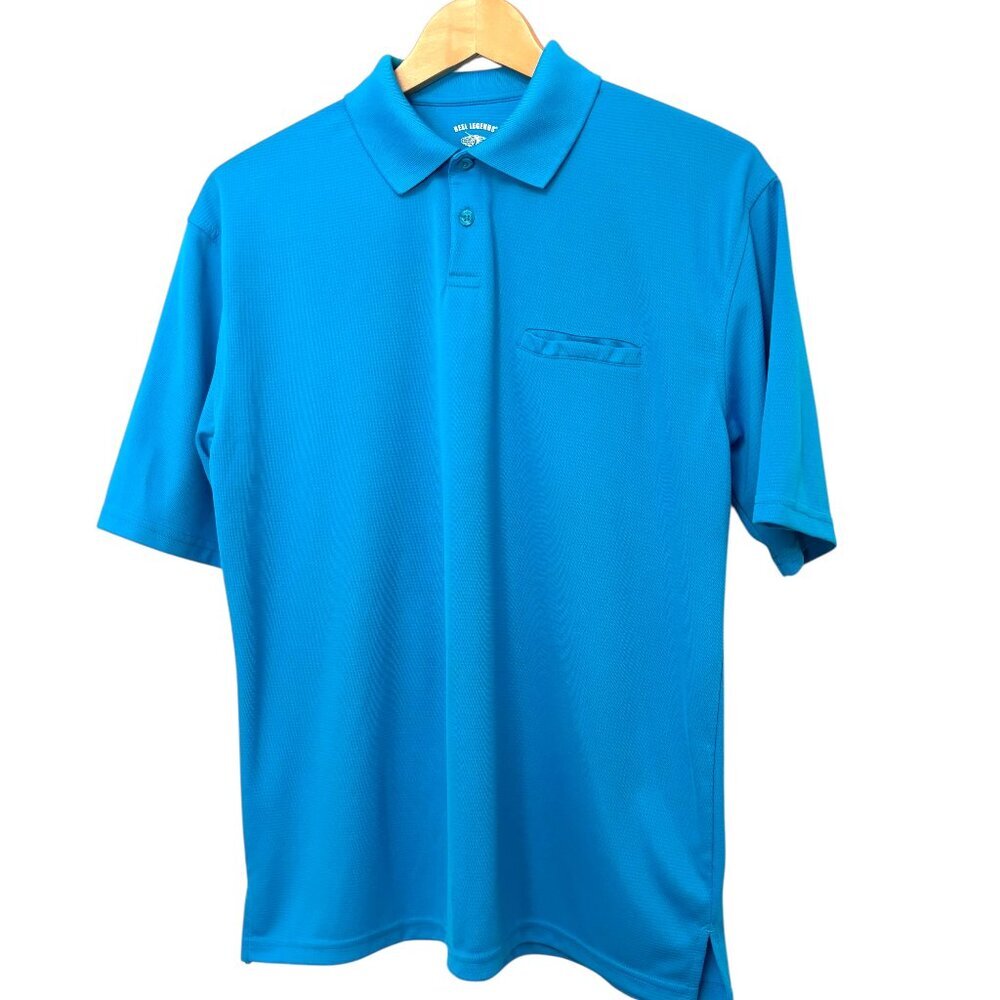 REEL LEGENDS Fishing Polo Bright Blue Short Sleeve Vented NWOT Size Small